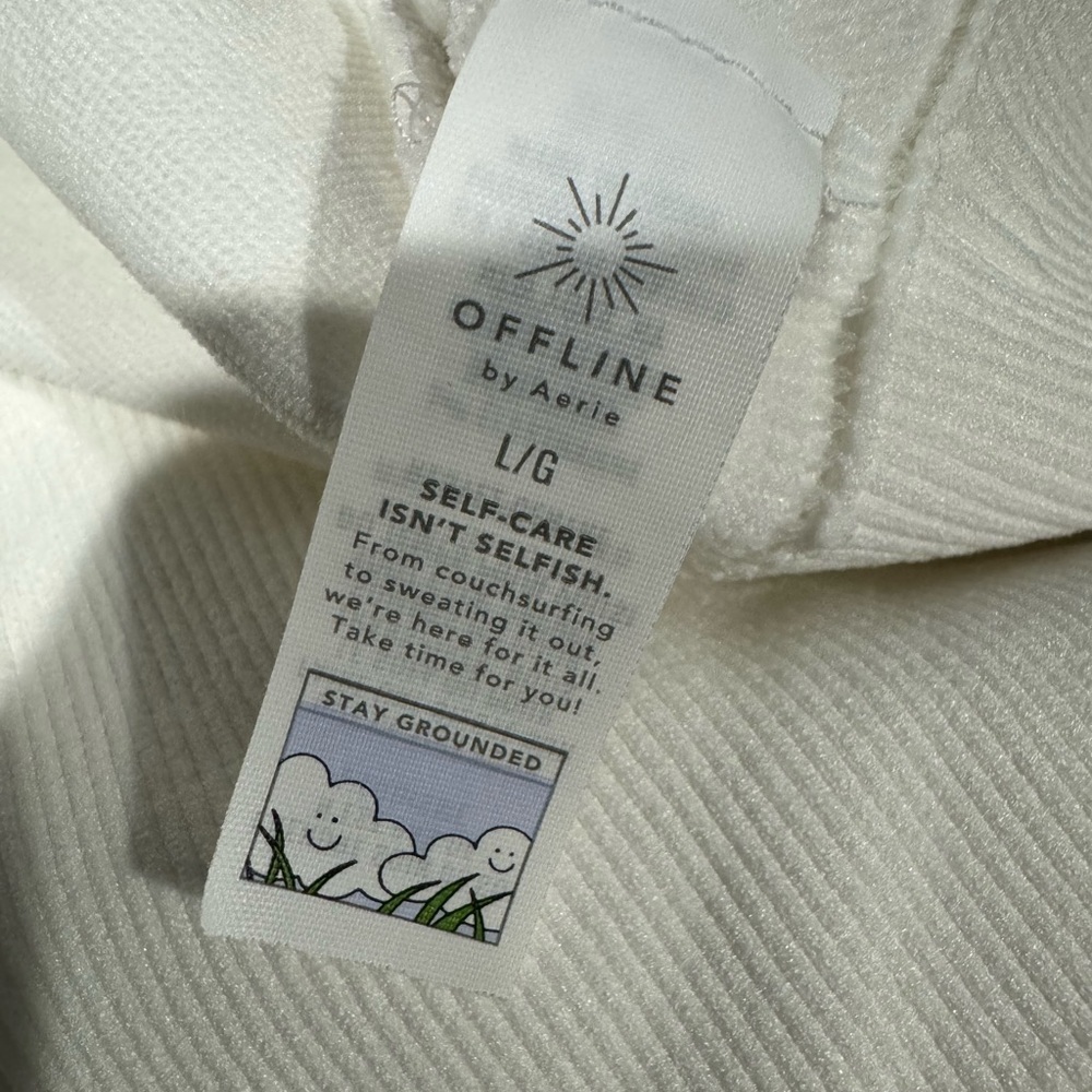 Aerie Offline Sidewalk Seamless Cropped T-Shirt Size Large White - Picture 5 of 6